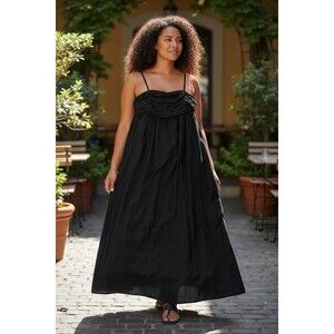 NWT Free Assembly Pleated Dress Sz 3XL Linen Blend Maxi Beachy Relaxed Pockets